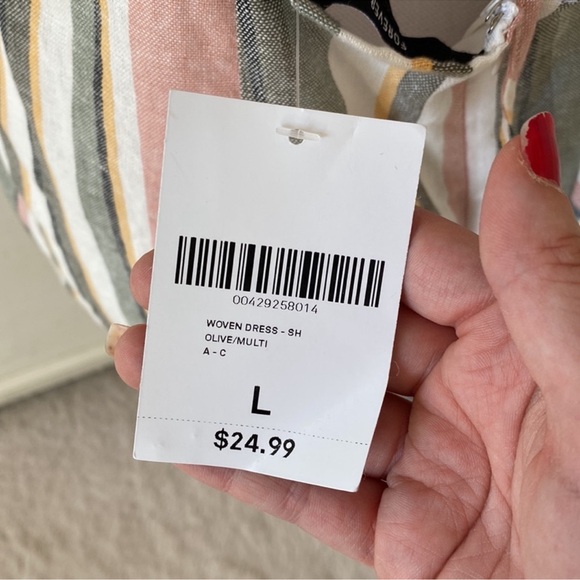 🥭 (4 for $15) Forever21 Striped Woven Dress - Size L - Picture 4 of 9